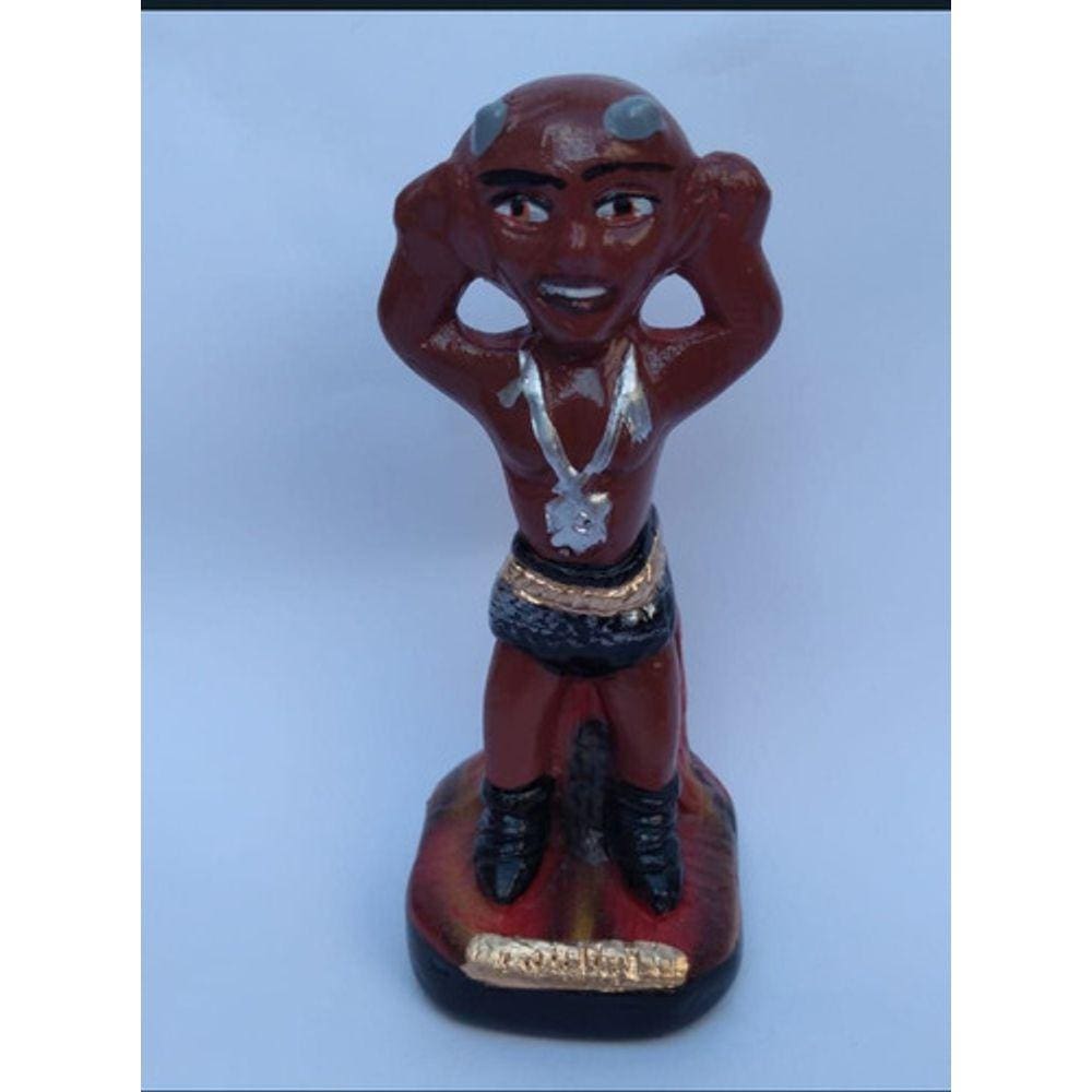 Imagem Exu Mirim Brasinha Escultura Gesso Estatua 10 Cm