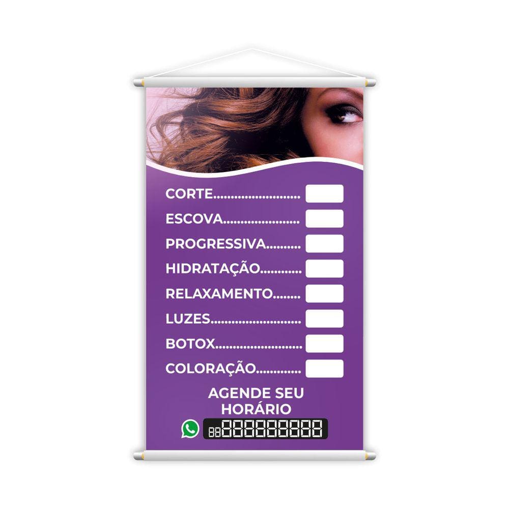 Banner Cabeleireiro Salão de Beleza Tratamentos 80x50cm