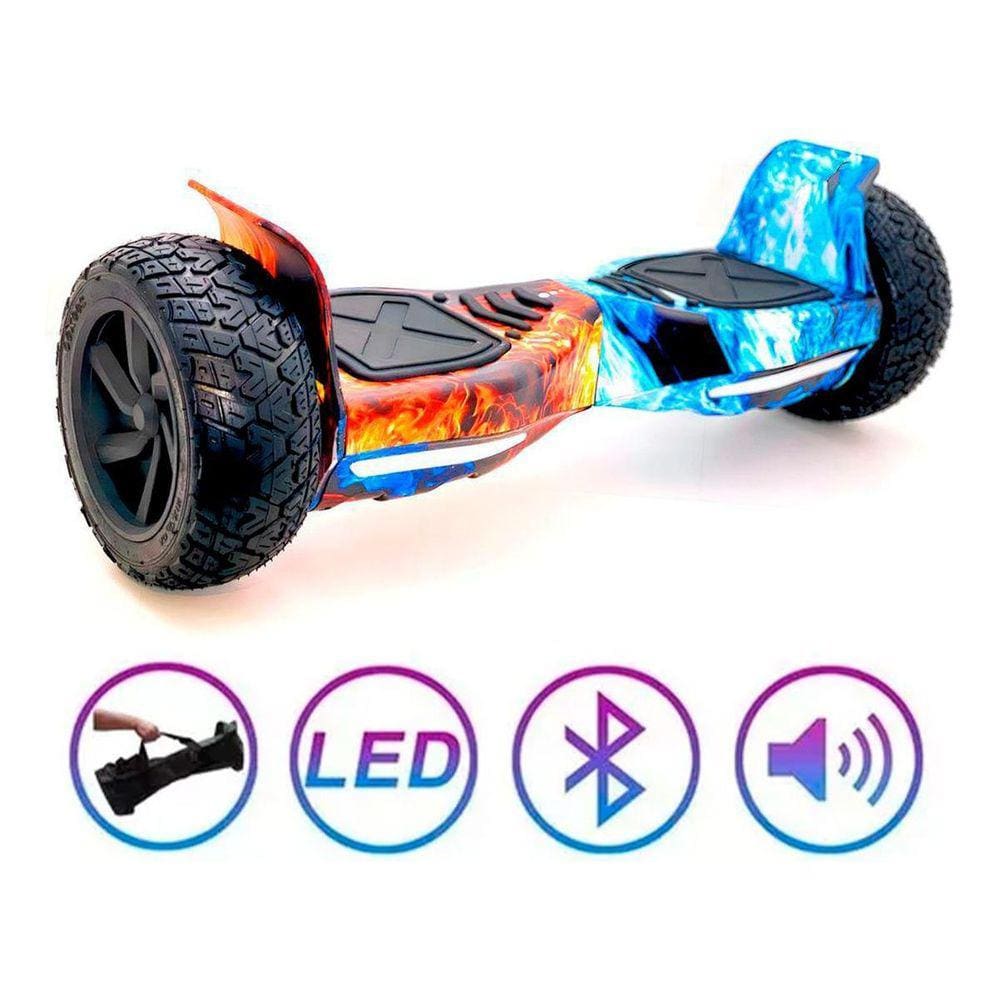 Hoverboard Skate Elétrico 6.5'' Fogo e Água com LED e Bluetooth em