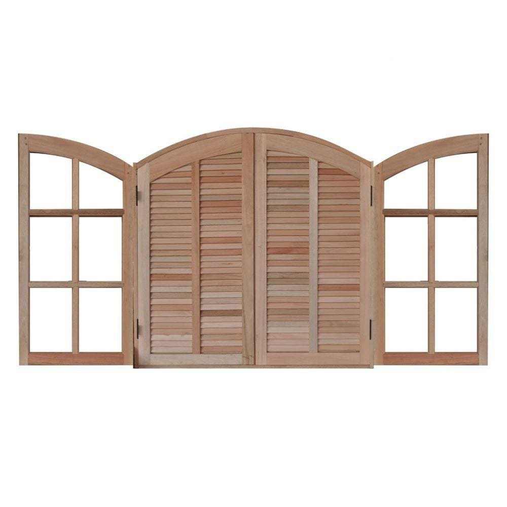 Janela de Madeira Abrir 120x140cm 4 Folhas em Arco Rodam Marroml