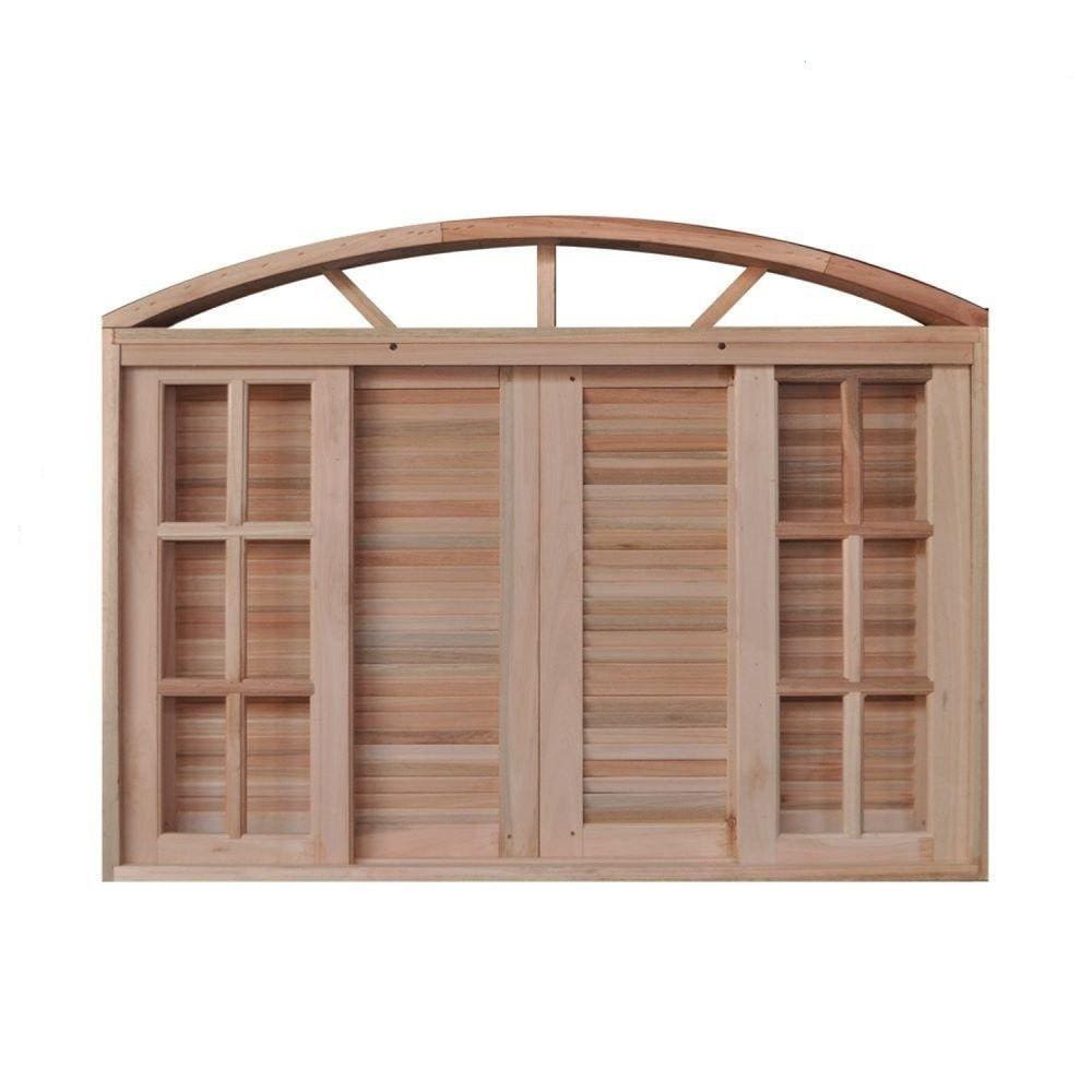 Janela de Madeira Veneziana 120x120cm 6 Folhas em Arco Rodam Marroml