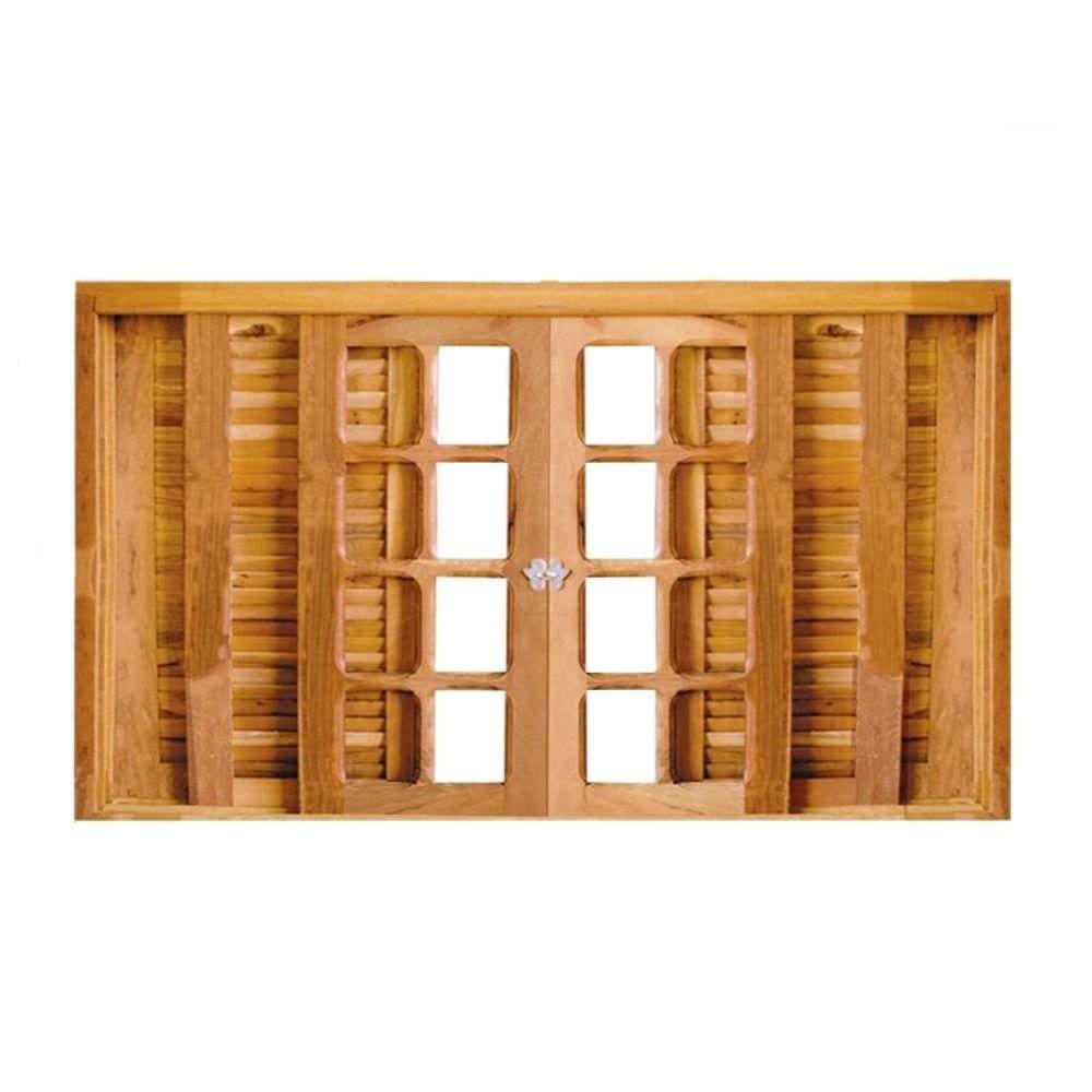 Janela de Madeira Veneziana Padrão Imbuia 100x160cm 6 Folhas Rodam Marroml