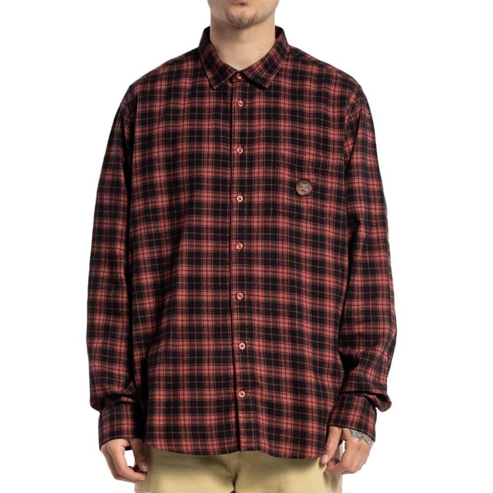 Camisa DC Shoes Manga Longa Marshal WT23 Masculino Bordo