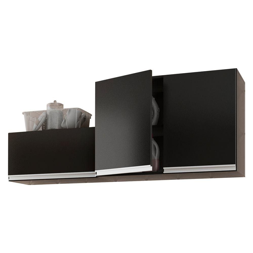 Kit Área de Serviço e Lavanderia com 02 Armários Aéreo 80cm 100% MDF Preto - Desk Design