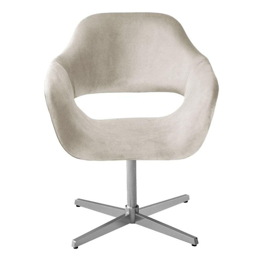 Poltrona Zara Cadeira Giratória Pé Metal Decoração Sala Escritório