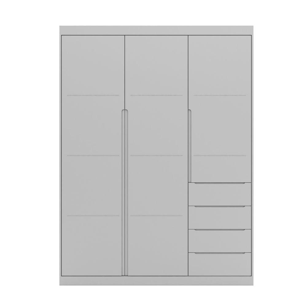 Guarda Roupa Infantil Com 3 Portas e 4 Gavetas Pérola Cor Cinza Phoenix Baby