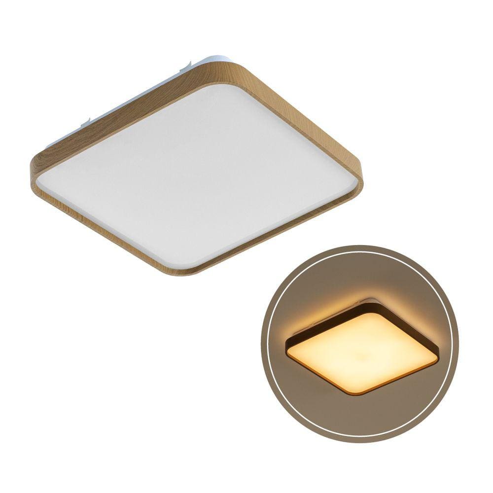 Plafon Metal e Acrílico Amadeirado Timber LED 24W 3000K 40cm ST1936