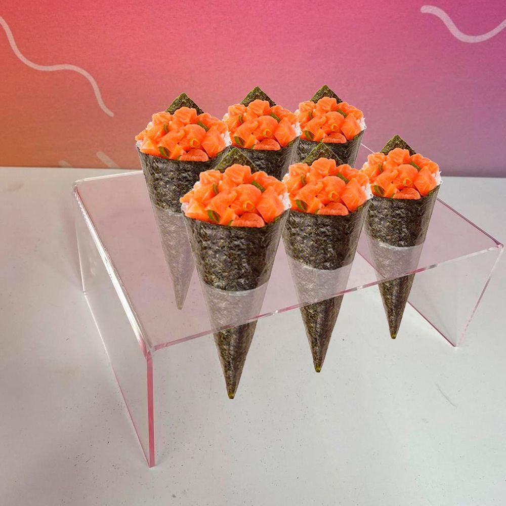 Suporte Temaki Casquinha De Sorvete Pizza Cone Batata Doces 6 Furos Em Acrílico