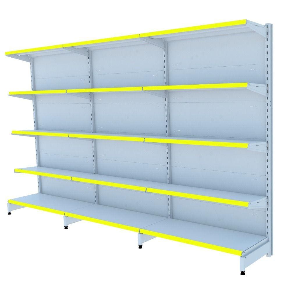 Gondola Parede 196 Flex Kit 3 Metros Branco Pe Amarelo
