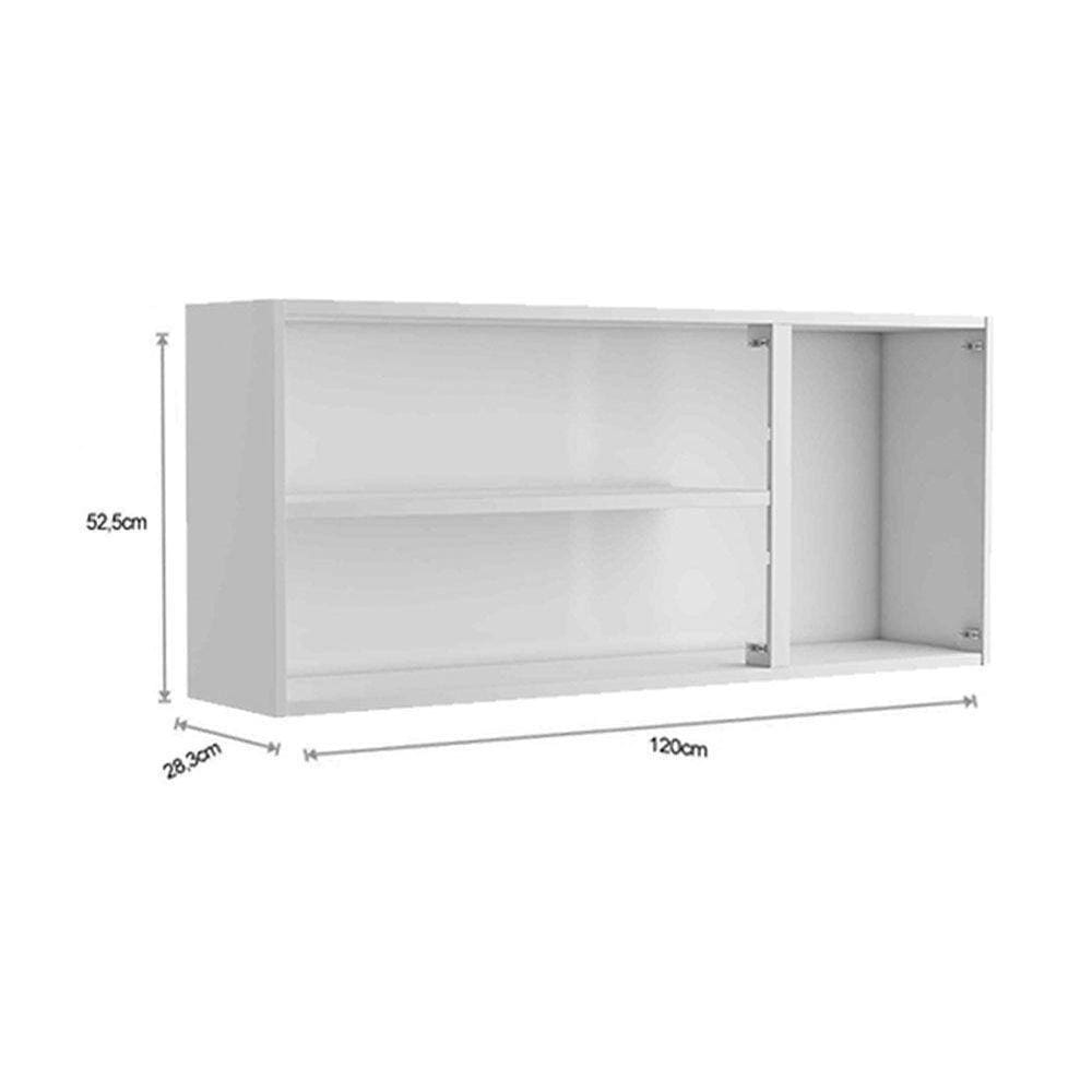 Armário Aéreo P/ Cozinha Evidence 7008 3 Portas 120cm Branco - Bertolini