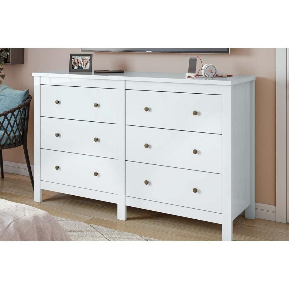 Cômoda De Quarto Horizontal Maggiore C/ 6 Gavetas Branco - Lopas