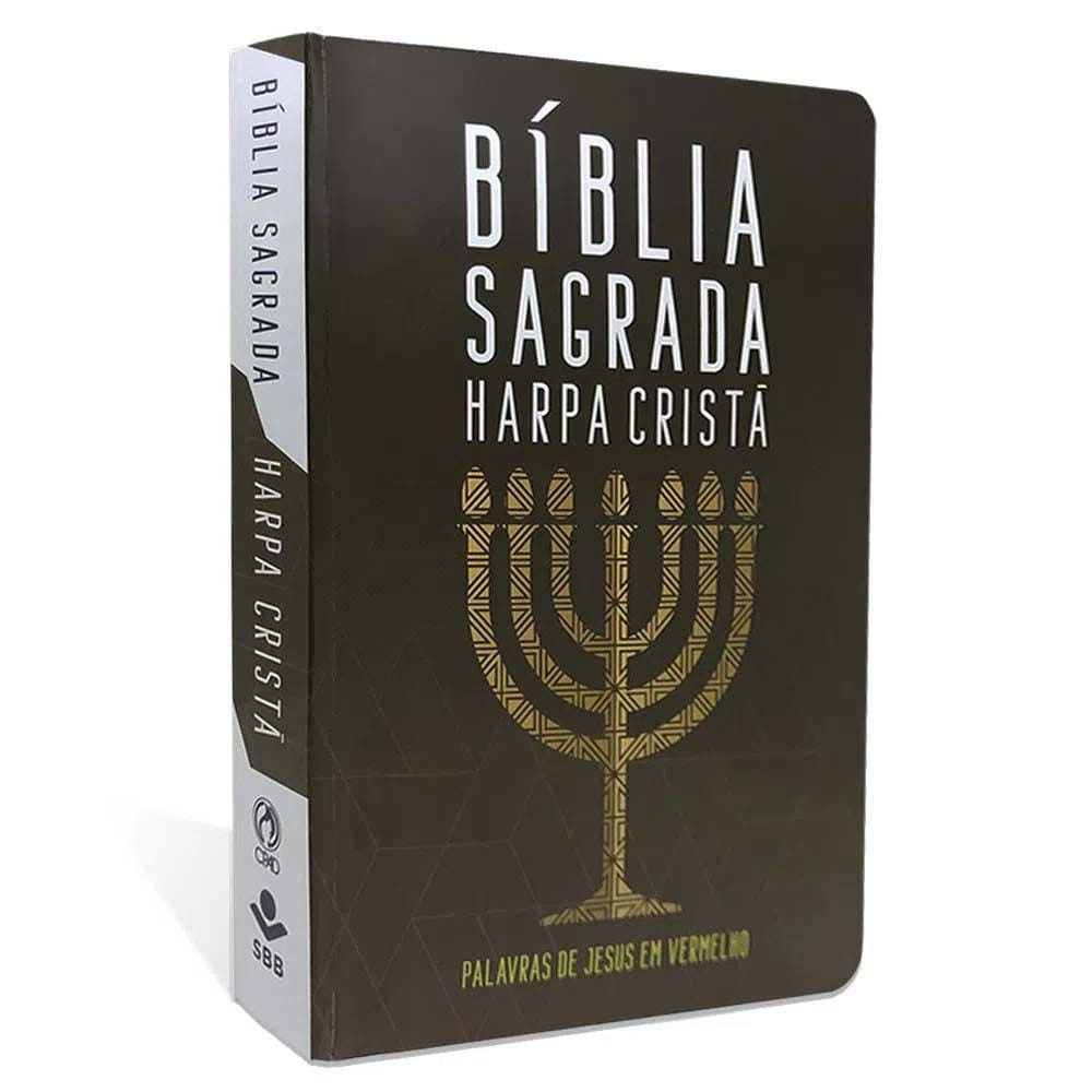 Bíblia Harpa Cristã Grande Popular Preta Menorah Letra Grande