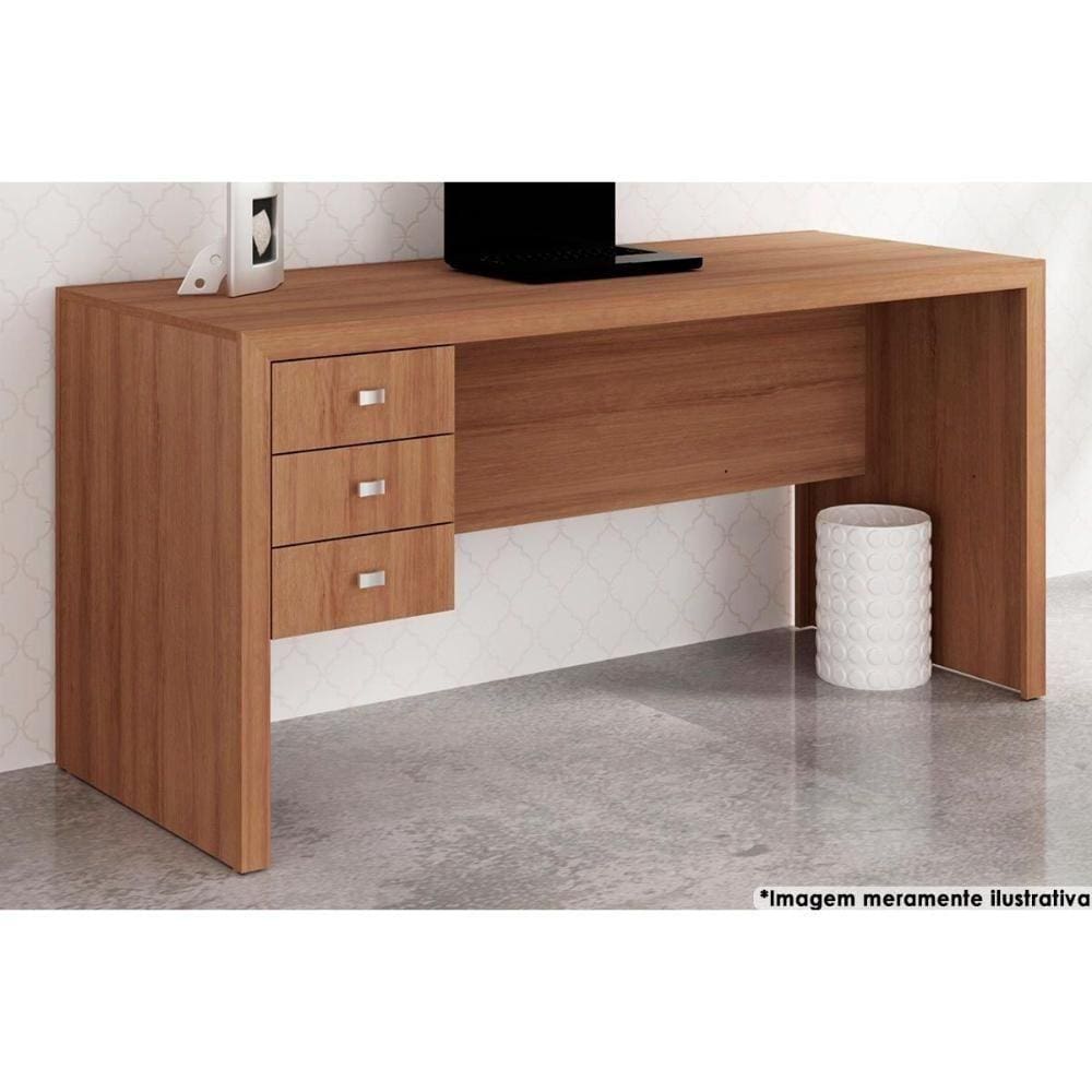 Mesa De Computador Me4113 C/ 3 Gavetas Amêndoa - Tecno Mobili