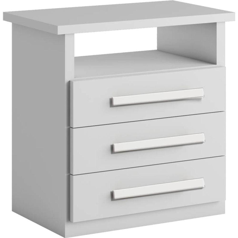 Mesa de Cabeceira 3 gavetas telescópicas - Malibu-Branco - Bianchi Móveis
