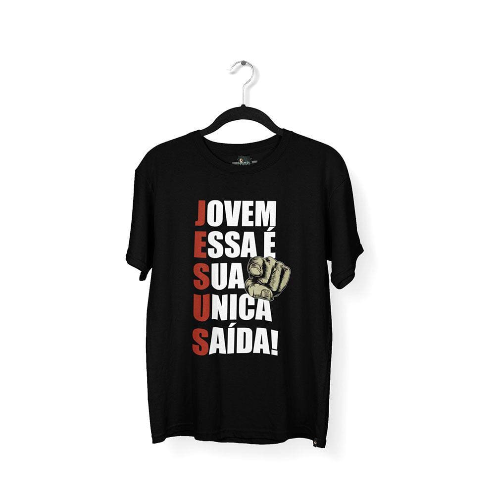 Camiseta Masculina Jesus Única Saída Preta