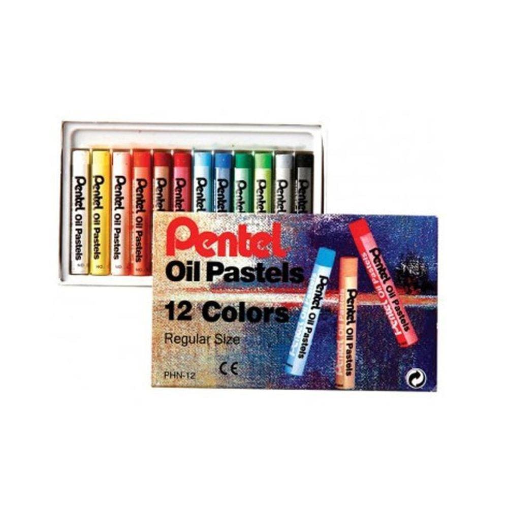 Giz pastel oleoso PHN-12 - com 12 cores - Pentel