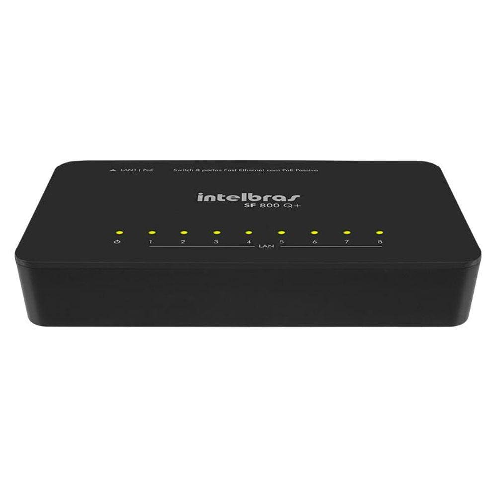 Switch 8 portas Fast Ethernet 10/100 MBPS com QOS SF 800 Q+ - Intelbras