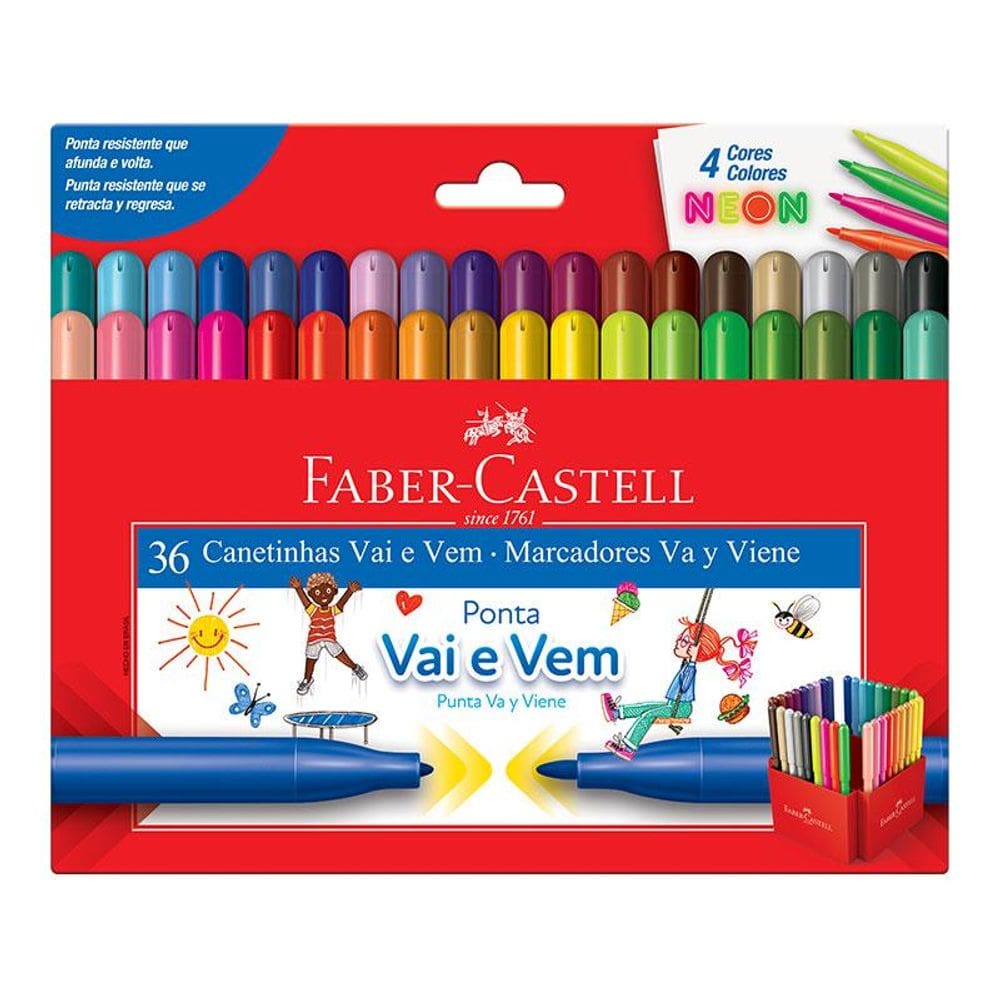 Caneta hidrográfica ponta vai e vem 15.0136VVZF com 36 cores - Faber-Castell