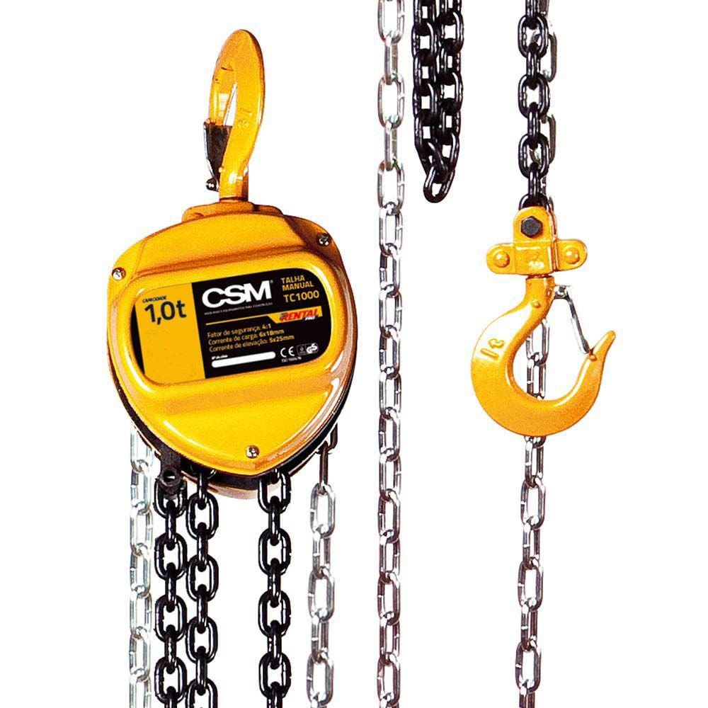 Talha Manual Corrente Capacidade 1 Tonelada Elevação 8 metros TC1000 CSM