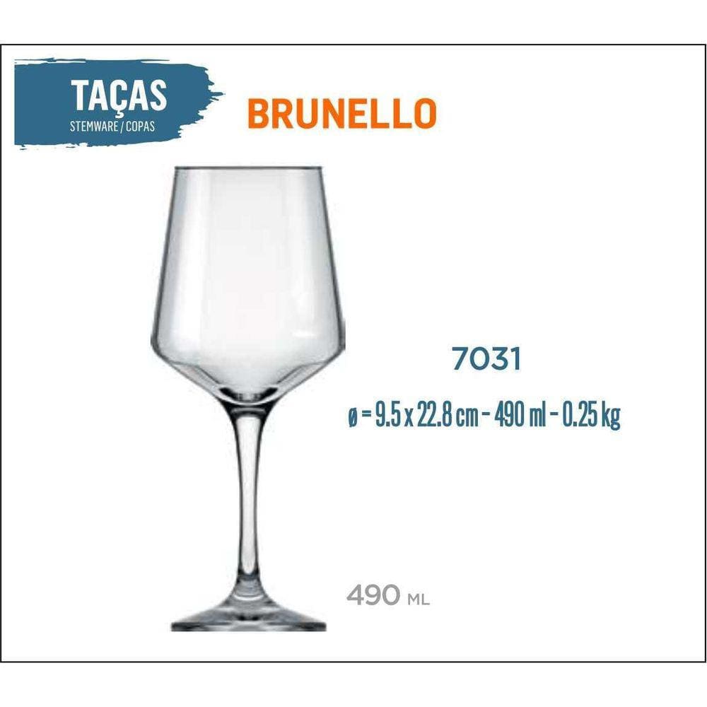 12 Taças Brunello 490Ml - Vinho Tinto Rosé Branco Água