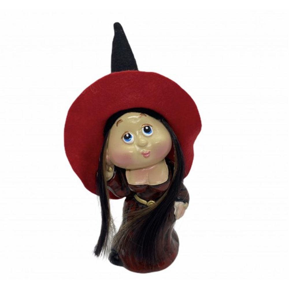 Imagem Bruxa Márgery Vermelho Escultura Resina 15 Cm