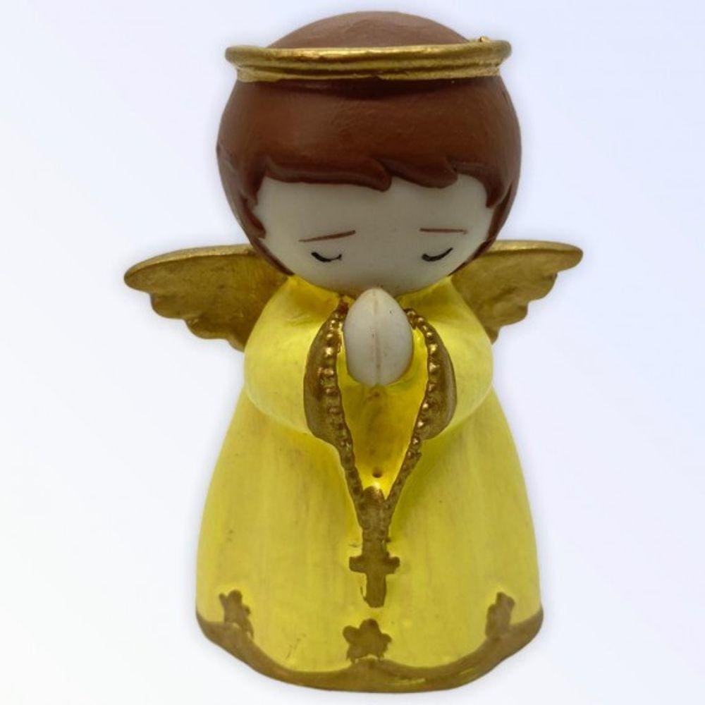 Imagem Anjinho Amarelo Escultura Resina Estátua 07 cm