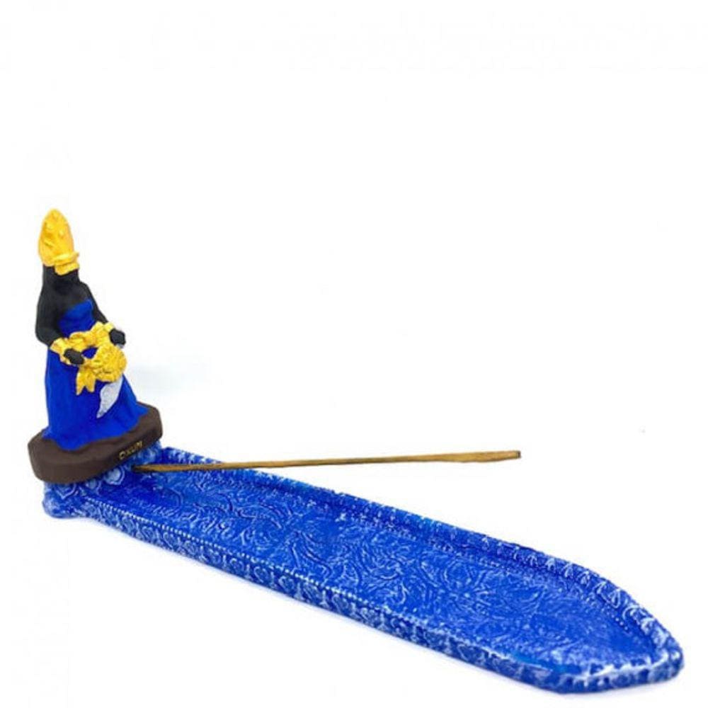 Imagem Incensário Régua Oxum Azul Em Resina 24 Cm
