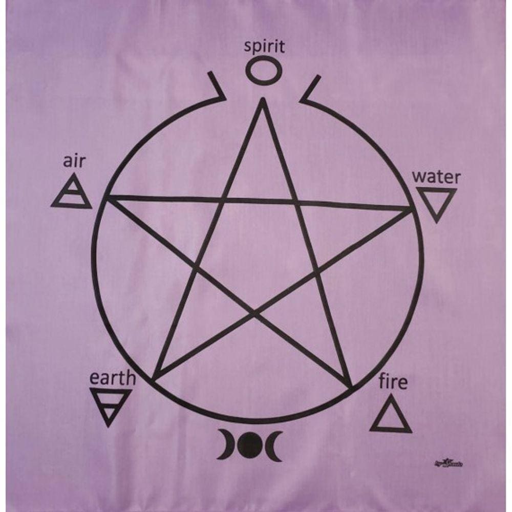 Toalha Pentagrama Para Cartas Lilás Em Tecido 70x70 Cm