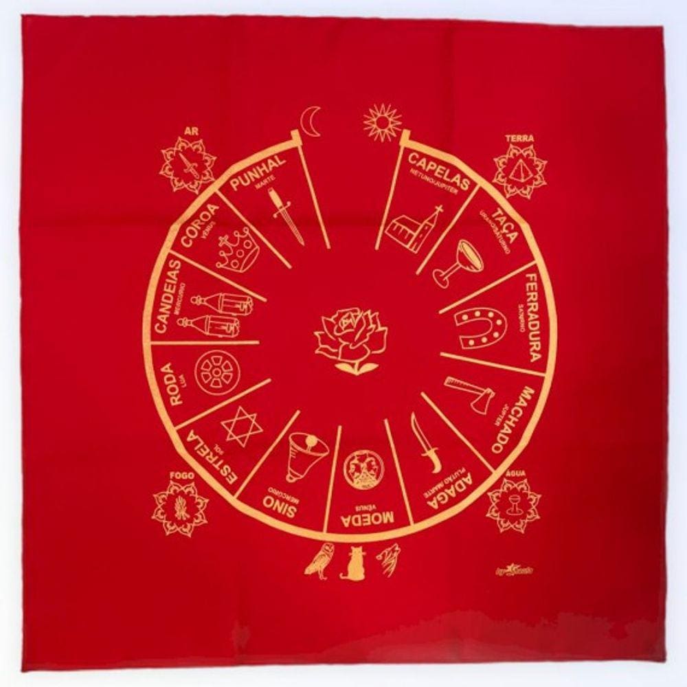 Toalha Para Jogo De Cartas Cigana Vermelho Em Tecido 70x70 Cm