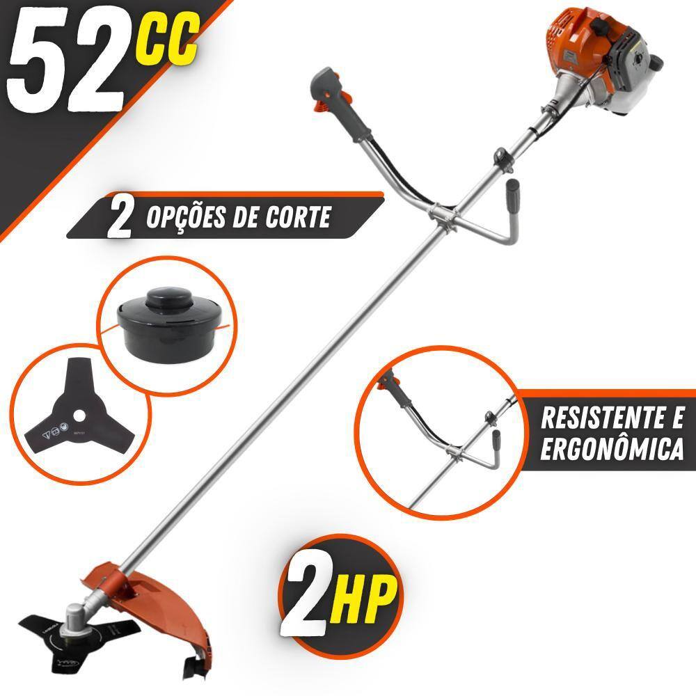 Roçadeira Profissional Lateral Tekna RL520ACN-TK Á Gasolina 2 Tempos 52cc 2HP Alta Potência 9000rpm Alta Rotação Ideal Para Manutenção de Rodovias