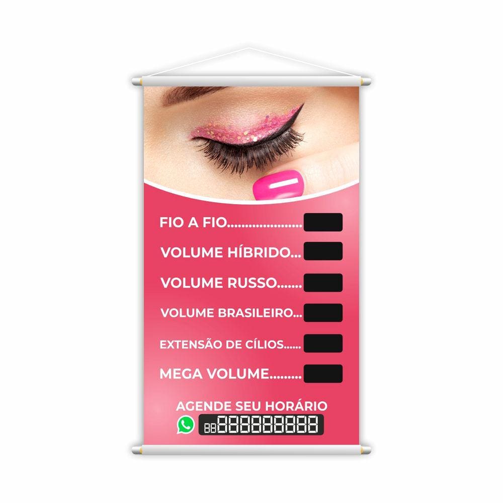 Banner Cílios Procedimentos Preço Salão Contato 60x40cm