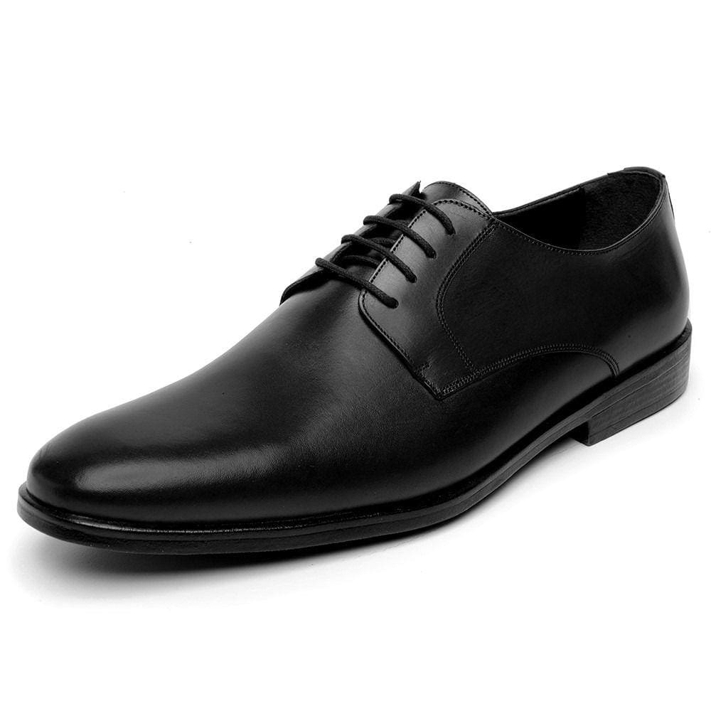 Sapato Social Oxford Couro Masculino Fechamento Cadarço Solado Borracha Palmilha Espumada