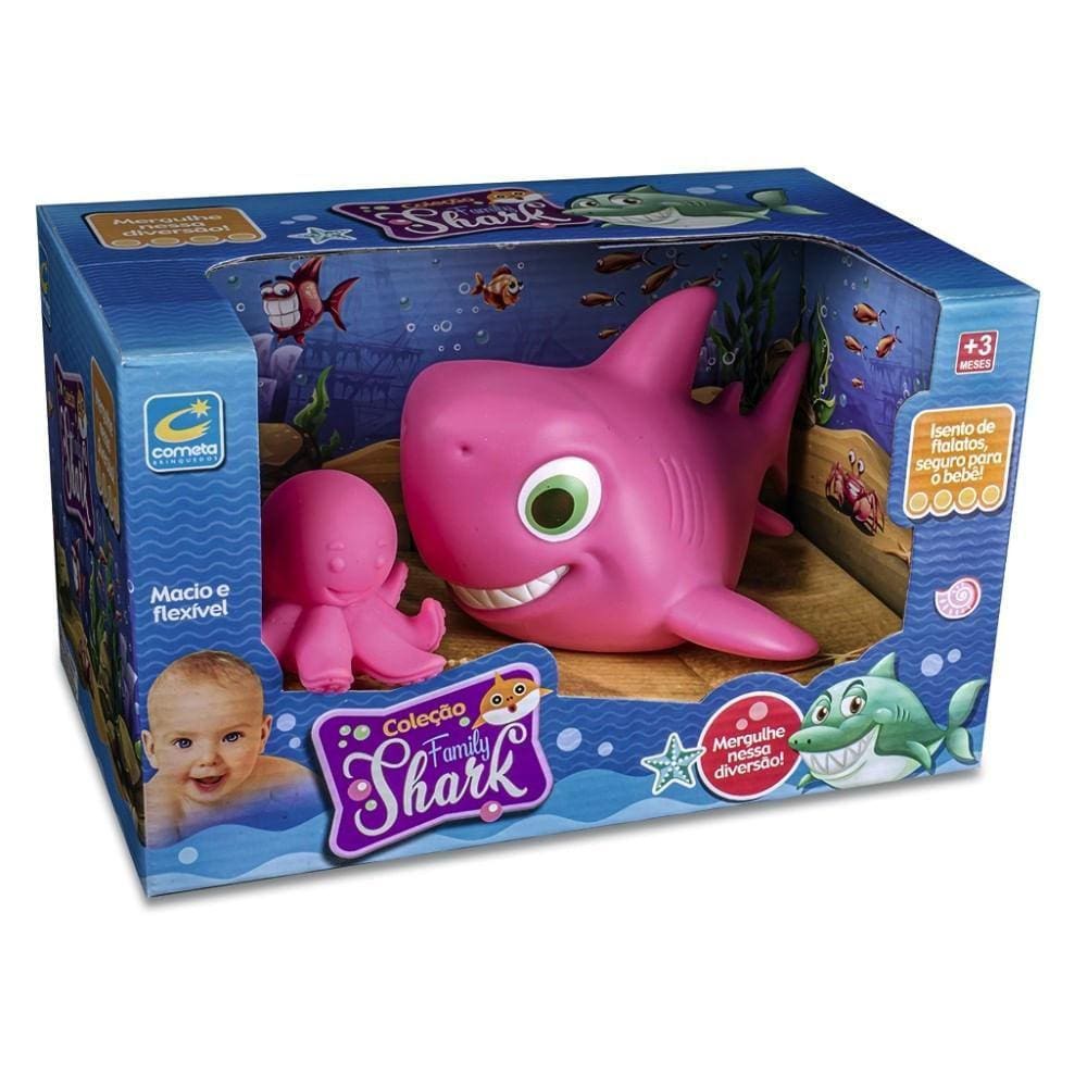 Family Shark Pink com Polvo - Brinquedos Cometa