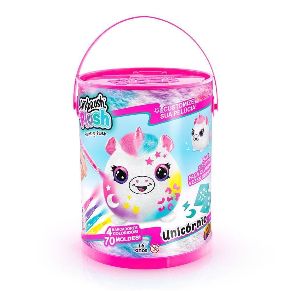 Pelúcia para Pintar Airbrush na Lata Unicórnio - Fun Divirta-se