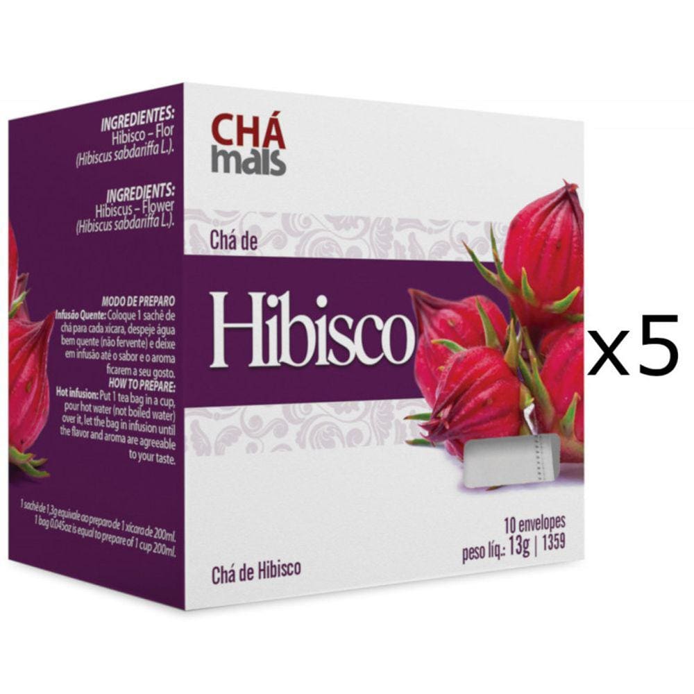 Chá de Hibisco Kit com 5 Caixas de 10 Sachês cada