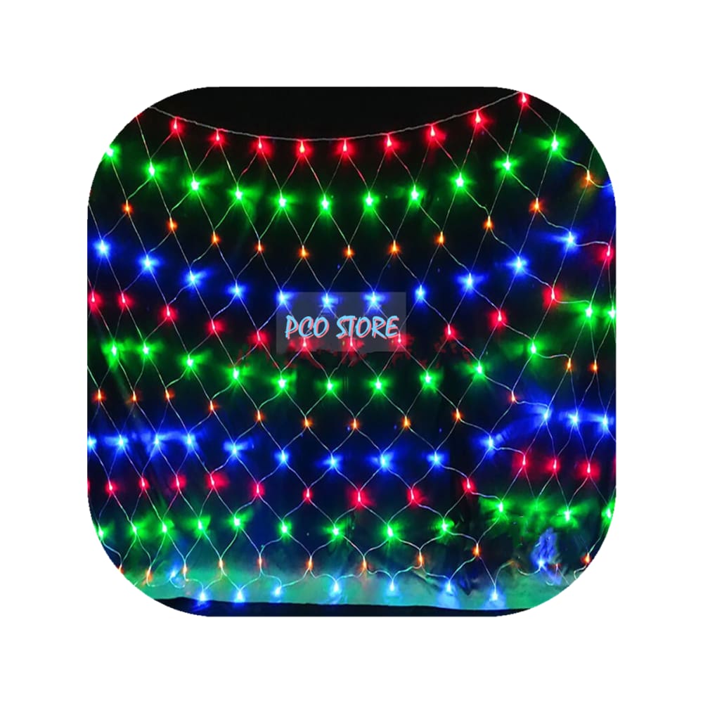 Pisca Rede 320 Led 2,5m x 2,0m 8 Funções Branco Frio Quente Azul Colorido 4 Cores Decor Natal