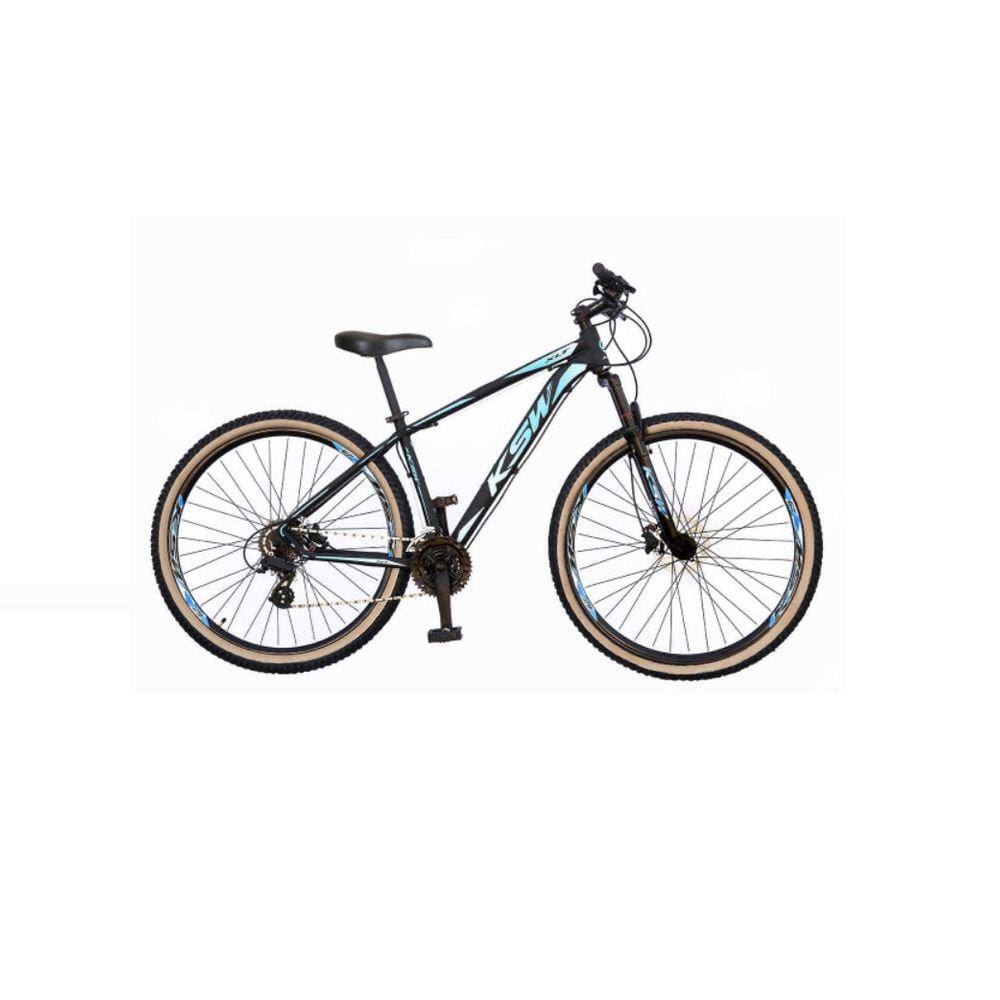 Bicicleta Aro 29 Ksw Xlt 24v Freio a Disco Garfo Com Suspensão Mtb 29 Alumínio Pneu com Faixa Bege - Preto\\Azul