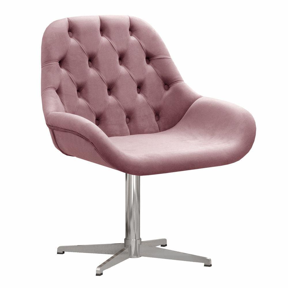 Poltrona Lua Botonê Cadeira Decorativa Pé Giratório de Metal Escritório
