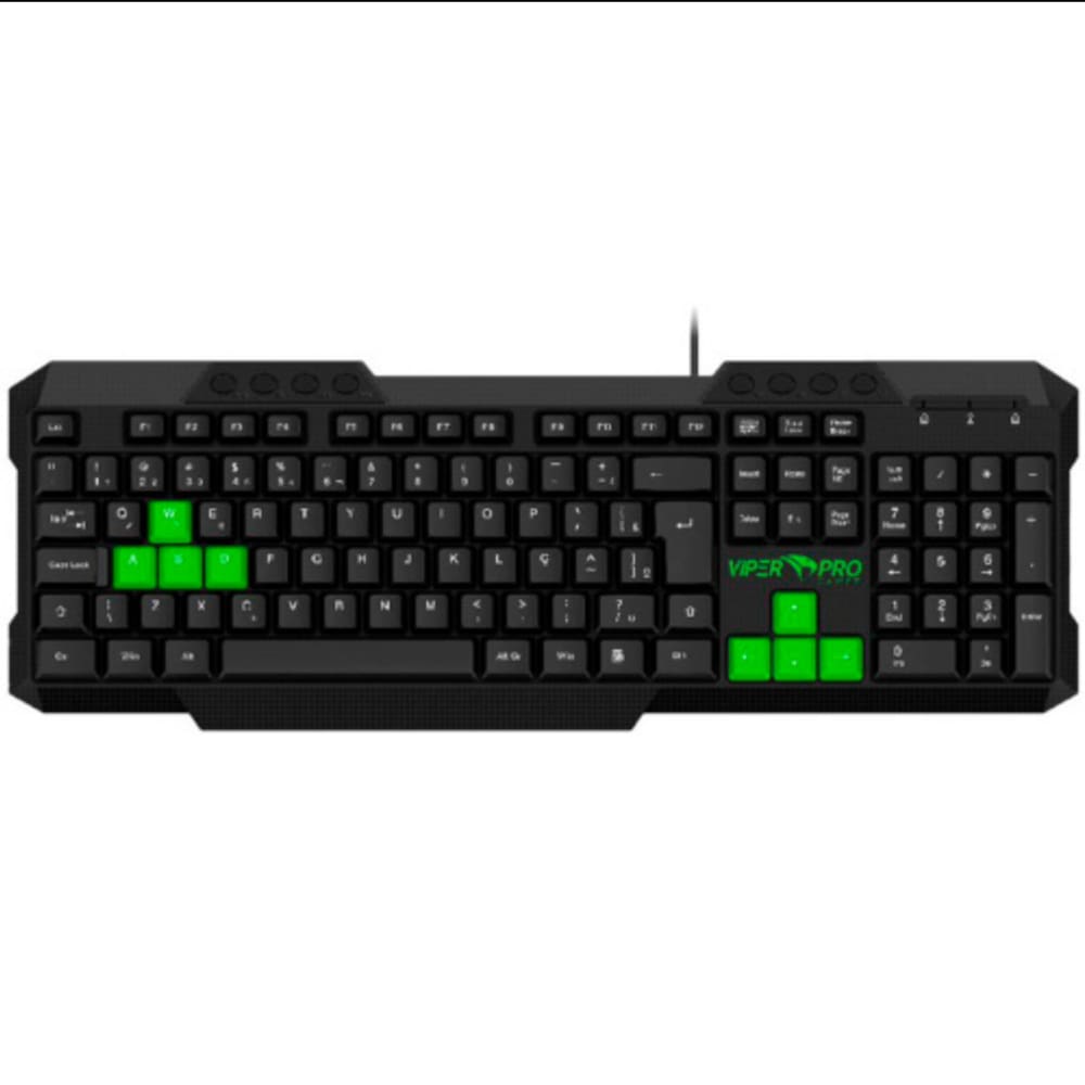 Teclado Gamer Viper PRO Standard PYTHON - 407 PRETO/VERDE Bivolt