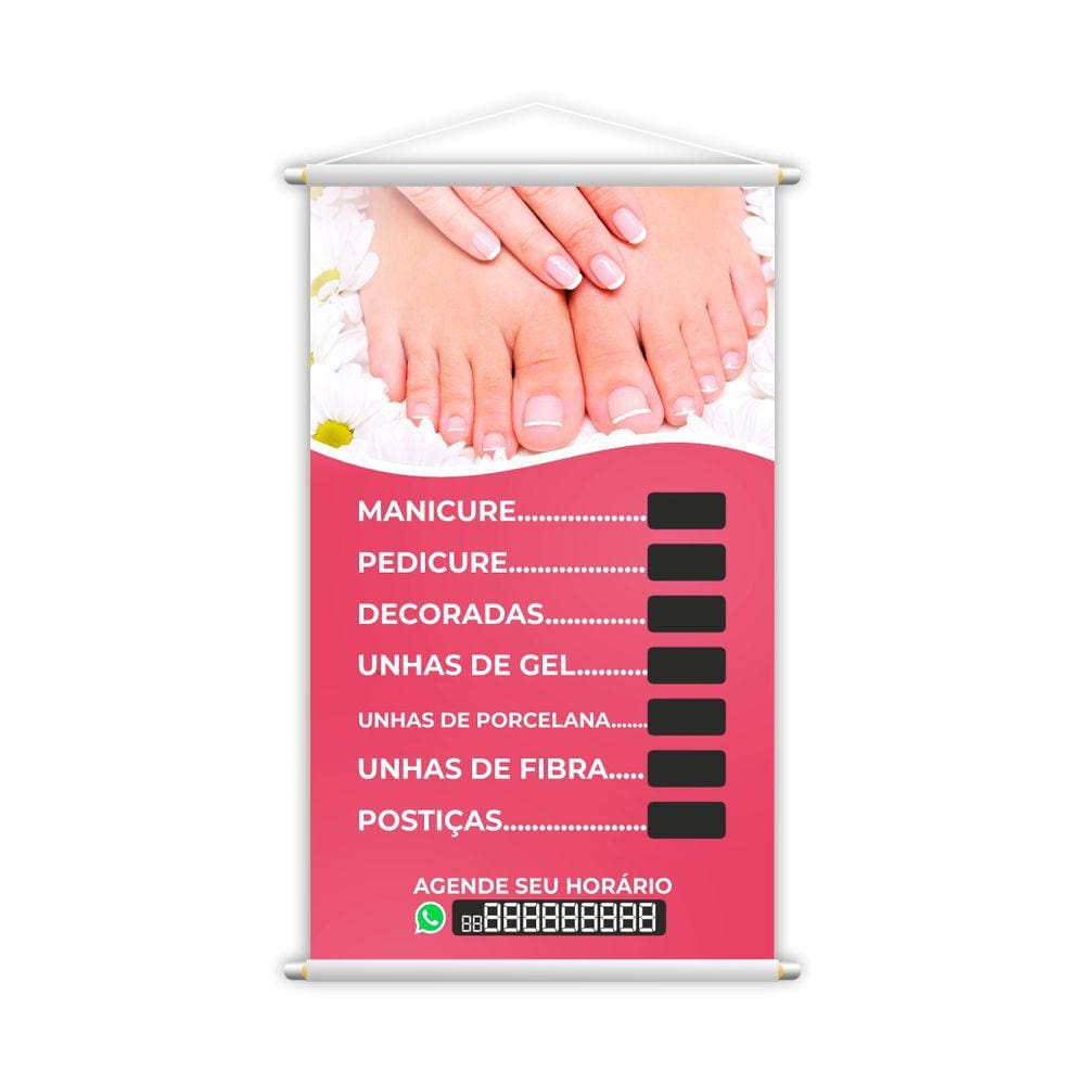 Banner Manicure e Pedicure Unha Art Nail Design 80x50cm