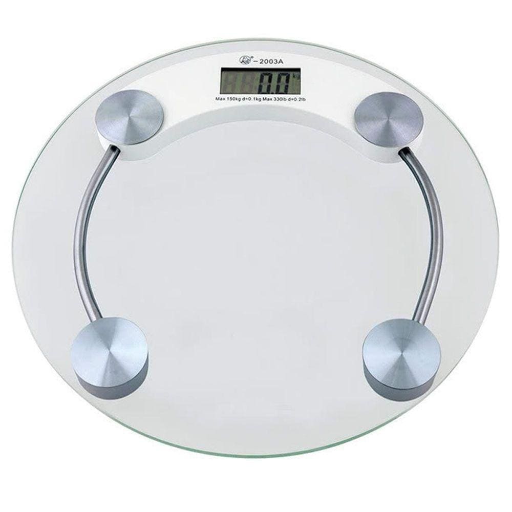 Balança Digital De Banheiro Com Vidro Temperado 150Kg - Redonda