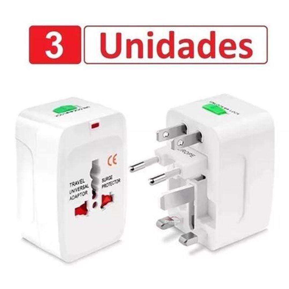 3 Adaptadores Tomada Europeu Universal Argentina México Eua