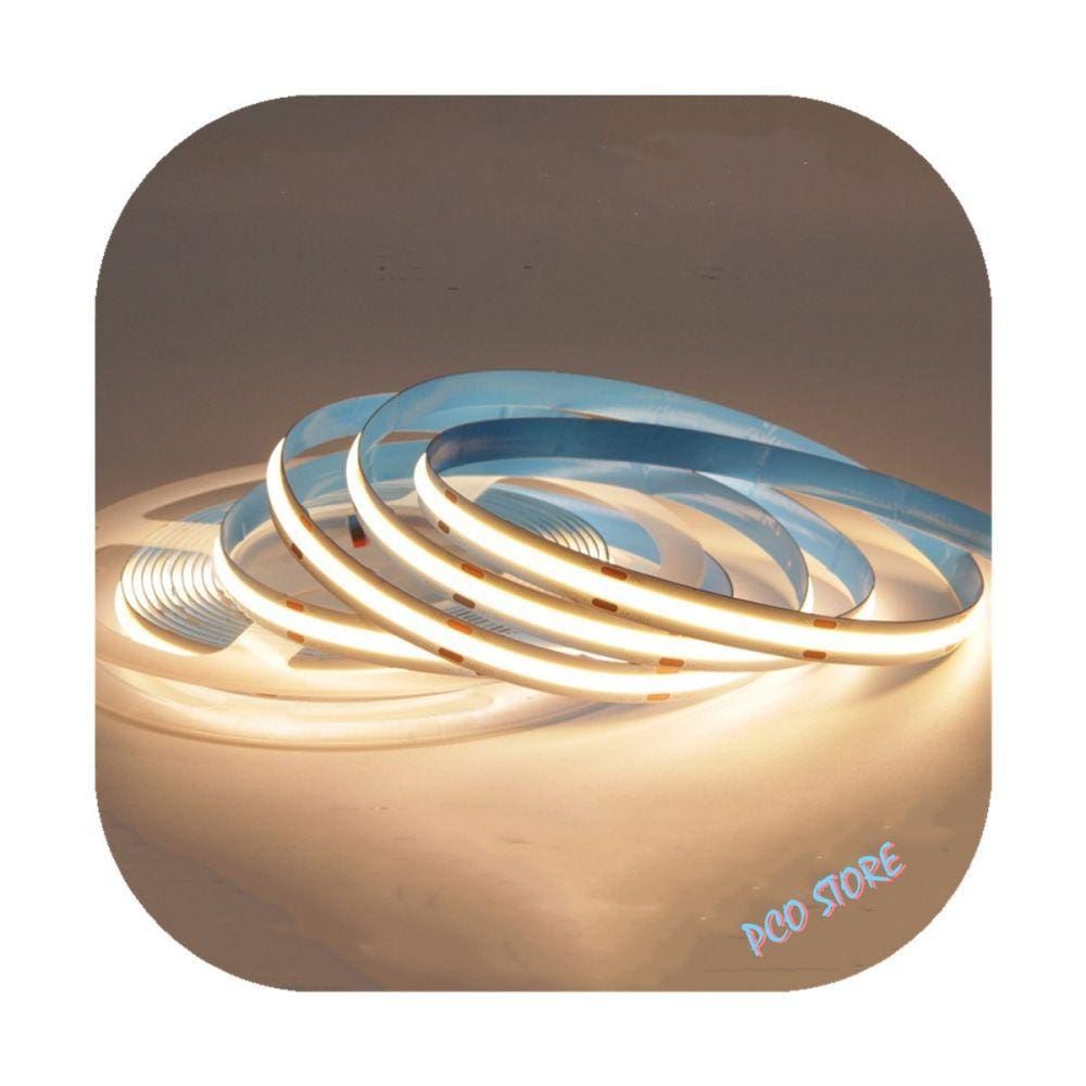 Fita De Led Cob 320 Leds/m 12v 5m Ip20 IRC 80 3000K Branco Quente