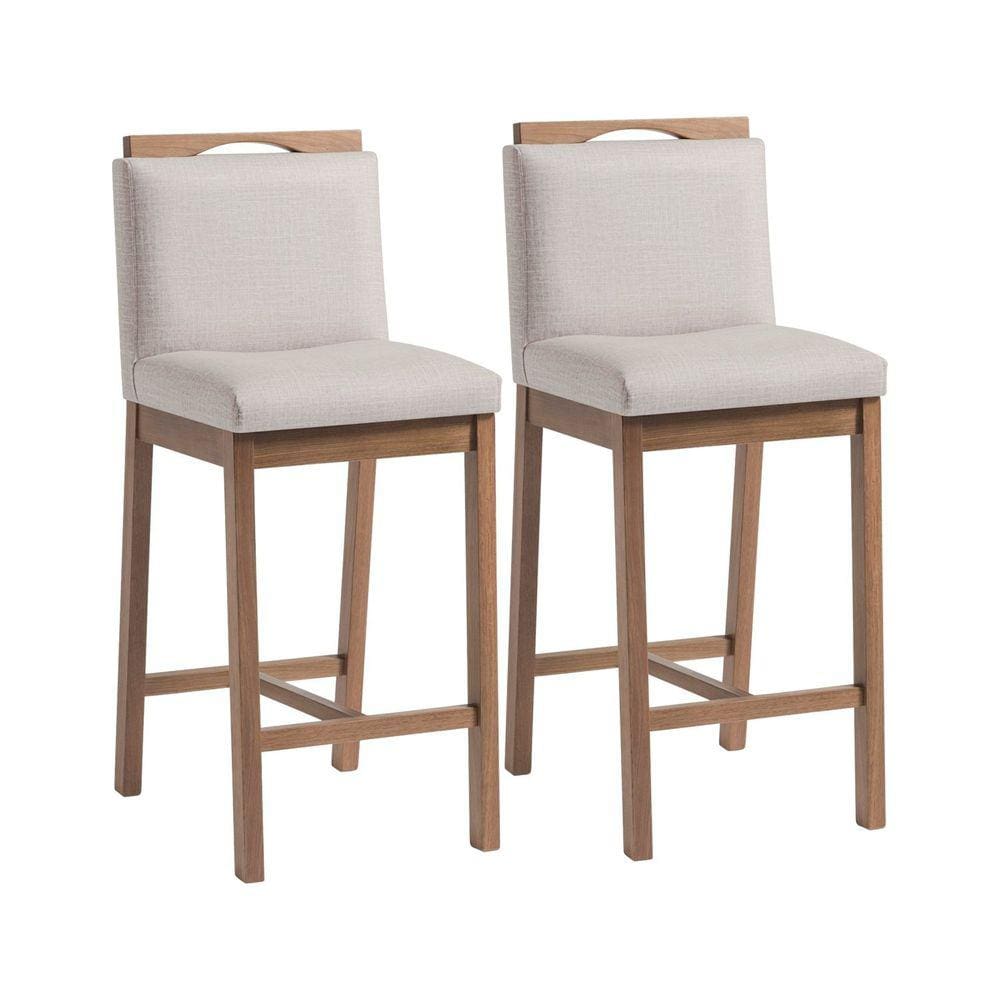 Conjunto 2 Banquetas Madeira Maciça Dani Nogueira Tec Algodão