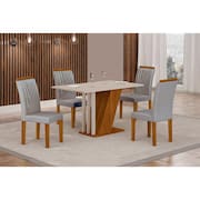 Conjunto Sala de Jantar Mesa Tampo MDF/MDP com 4 Cadeiras Miami Yescasa Freijó/Off
