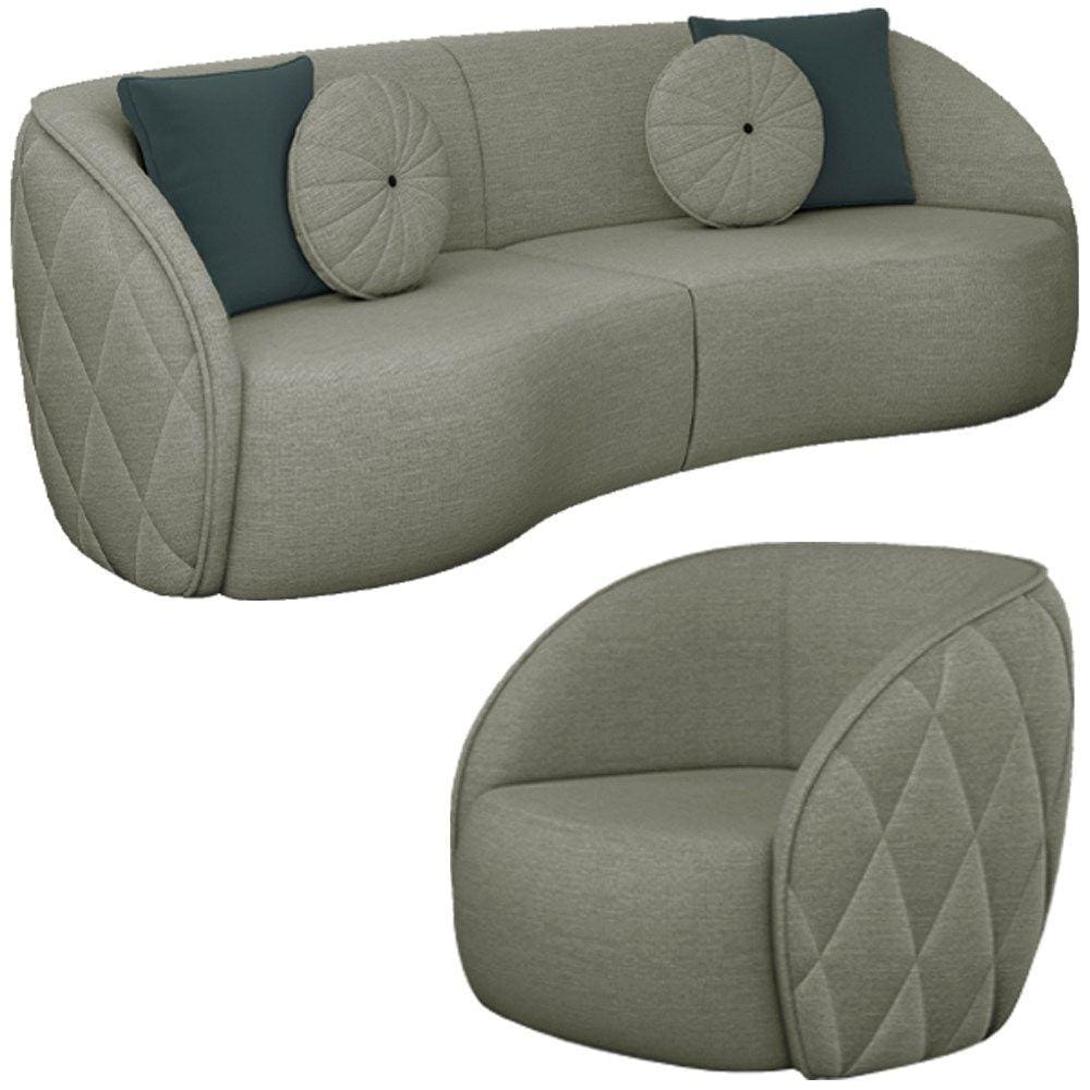 Jogo Sofa 288 cm 4 Lug E Poltrona 1 Lug Passion TCE 1026 Linho Moll