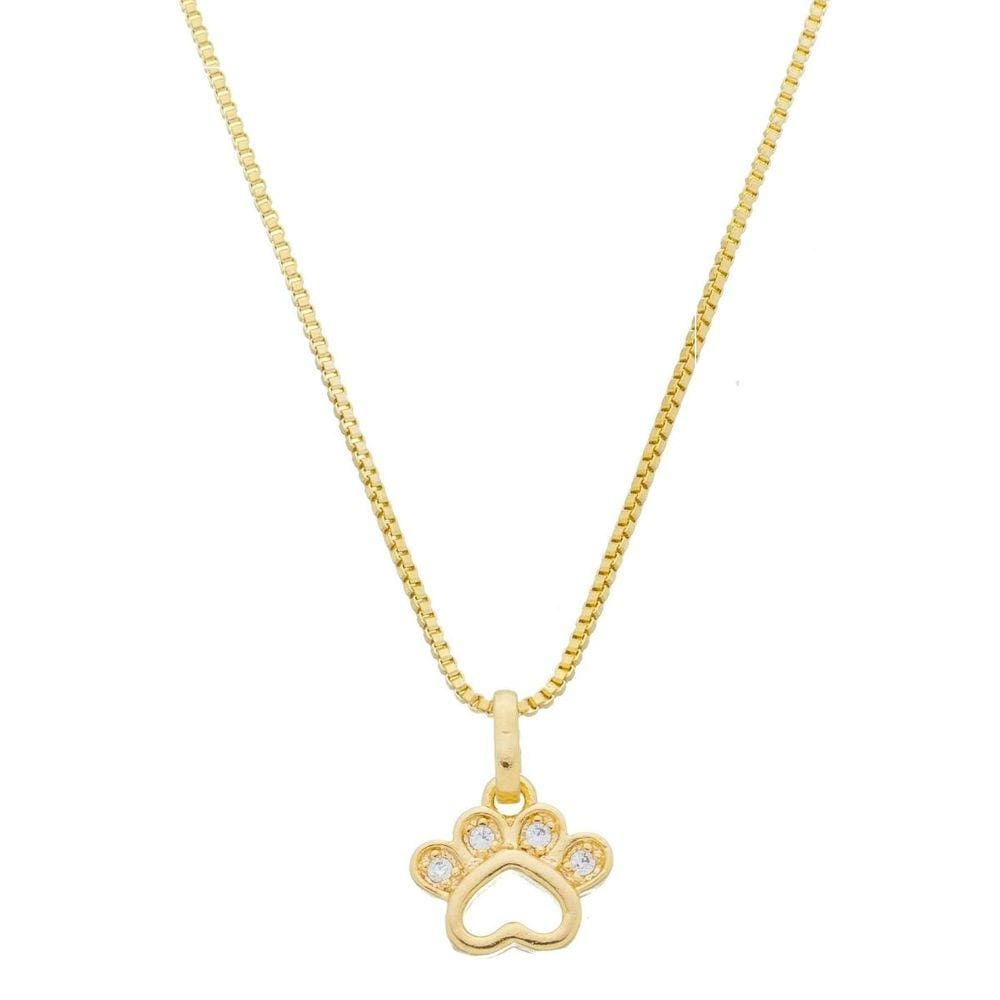 Colar Corrente Pingente Patinha Cachorro Banhado à Ouro 18k