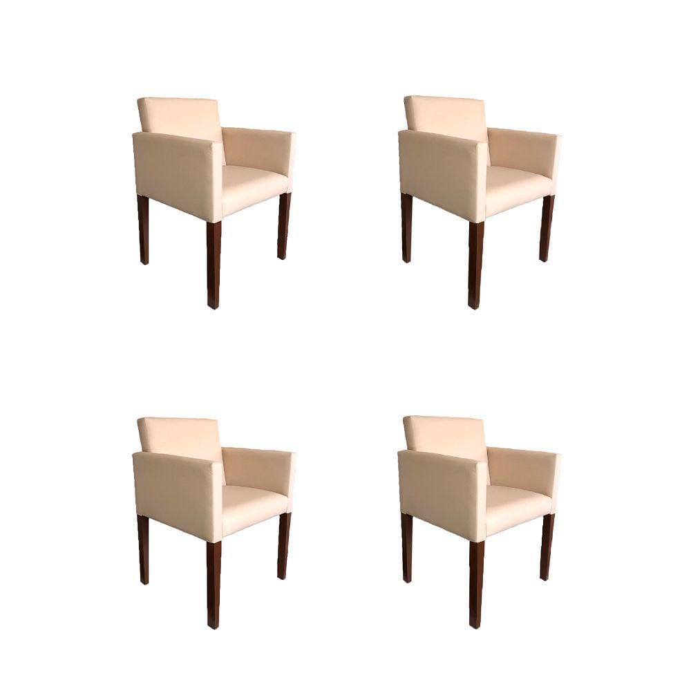 Kit 4 Poltronas Nina Estilo Retrô Ideal para Sala de Estar - Creme
