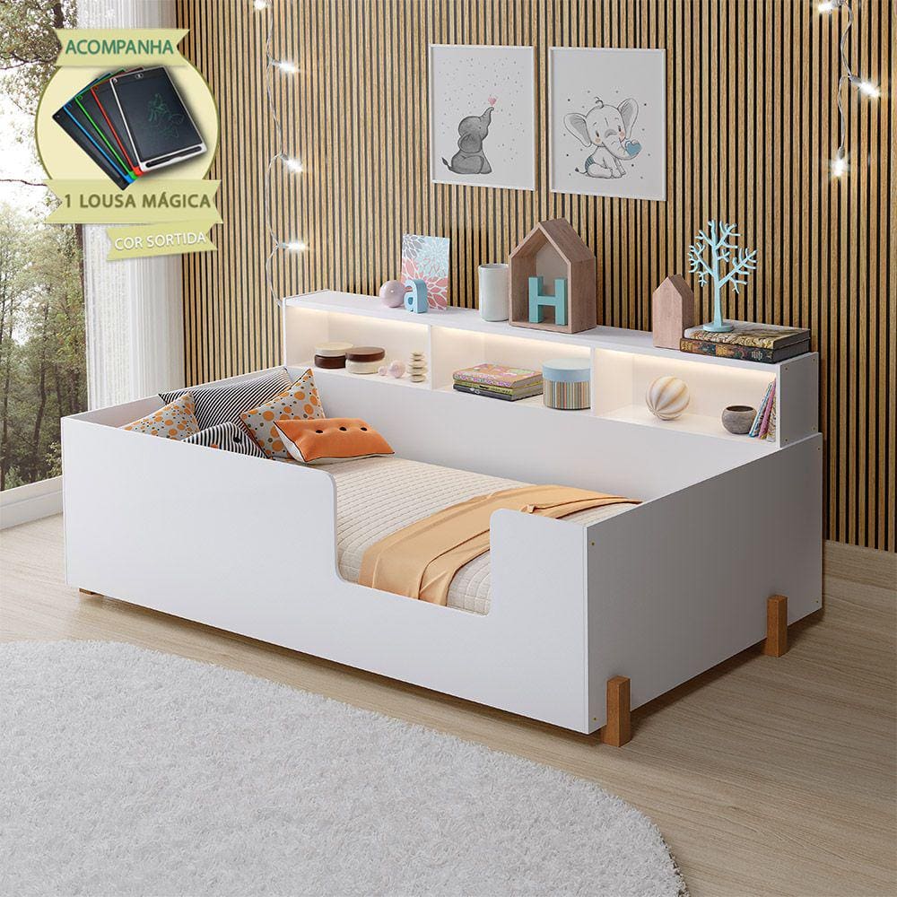 Cama Montessoriana Doçura Juvenil - Branca Incluso Lousa Mágica