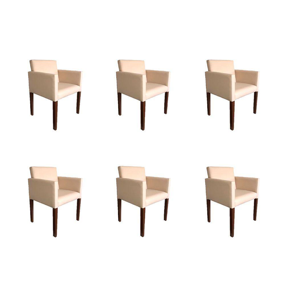 Kit 6 Poltronas Nina Estilo Retrô Tecido Suede Ideal para Sala de Estar - Creme